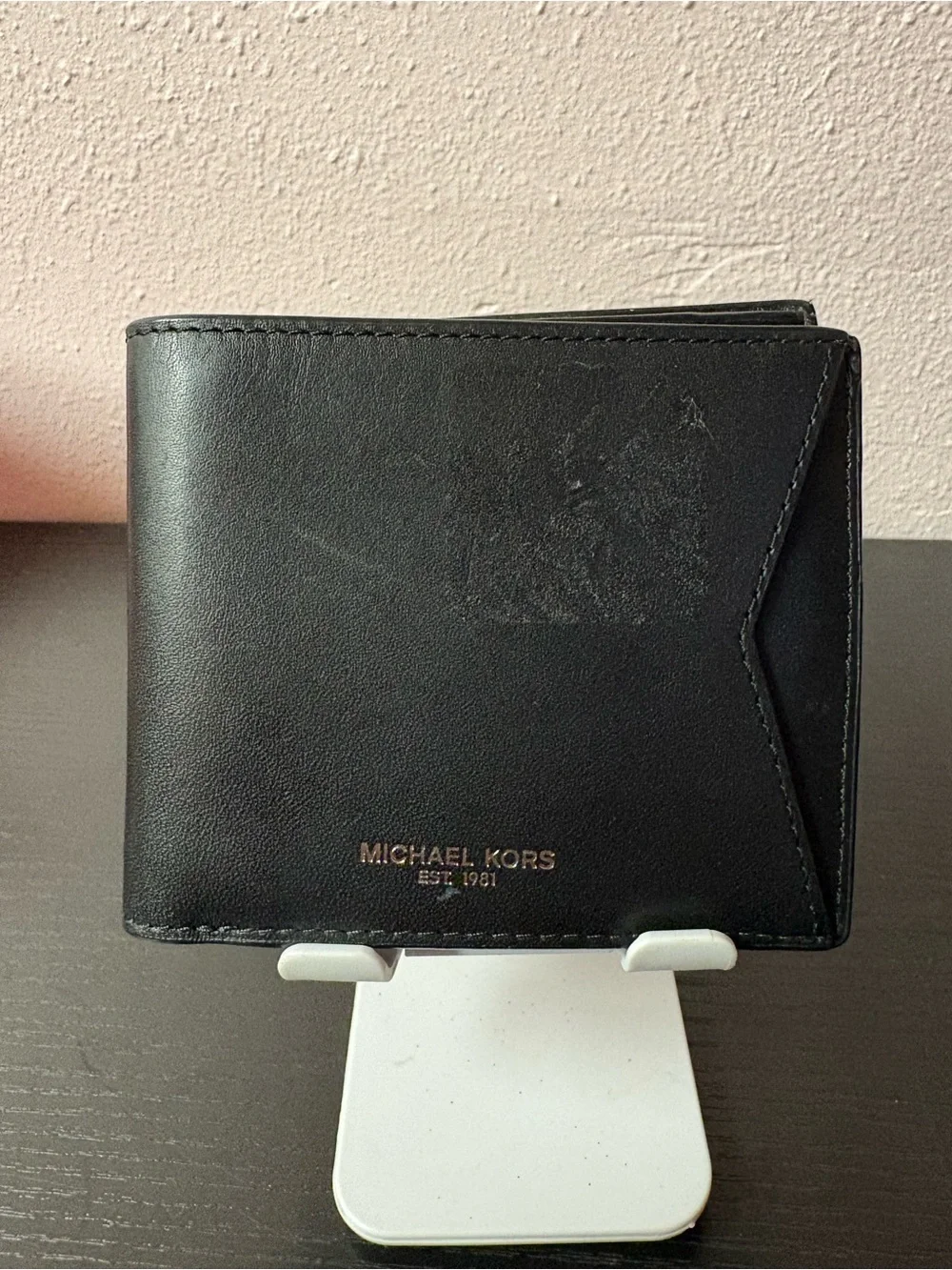 Michael Kors Black Leather Bifold Wallet Slim Unisex Card Holder